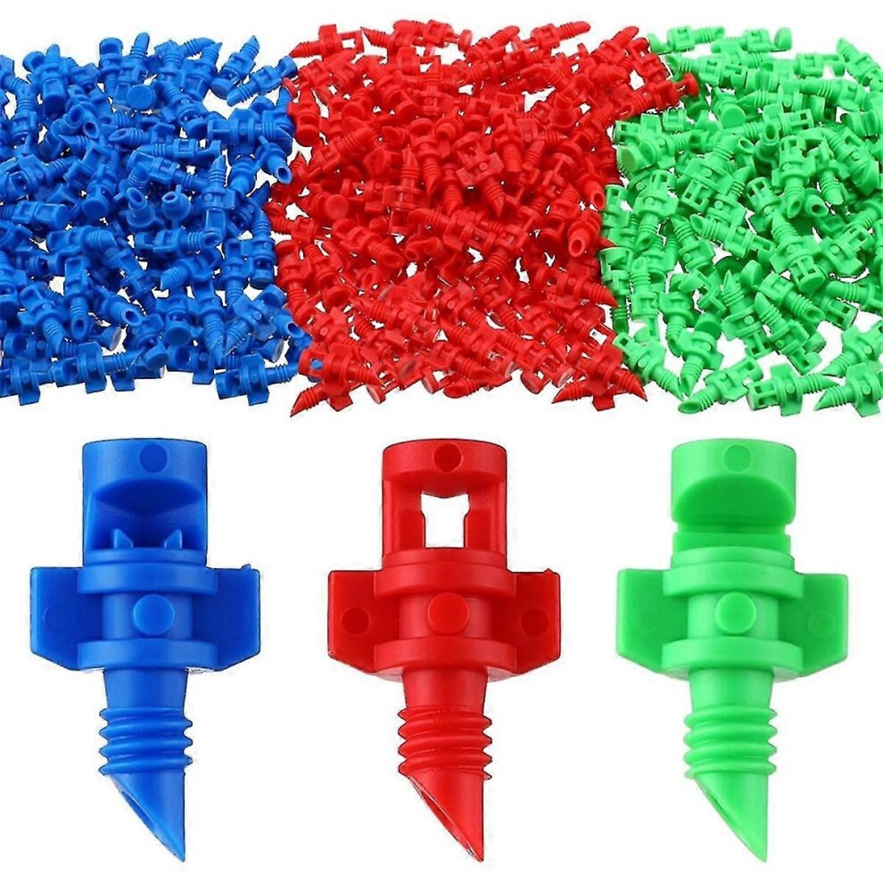 Pack of 300 mini sprinklers with 90/180/360 degree misting nozzles, drip ring, irrigation emitters