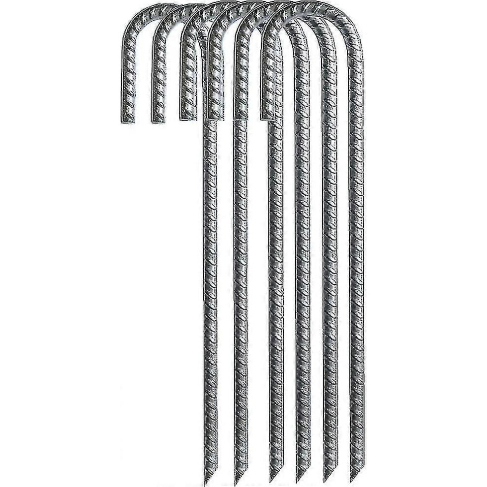 Garden stakes, rebar stakes, galvanized steel L-hooks, heavy-duty anchors for camping trampoline fencing [HhhhS]