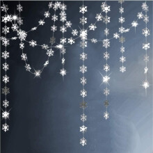 Elegant Silver Snowflake Garland, Pre-assembled Versatile Party Decor For Winter Wonderland Decorations, Frosty Touch With Bling Bling Effect Hanging