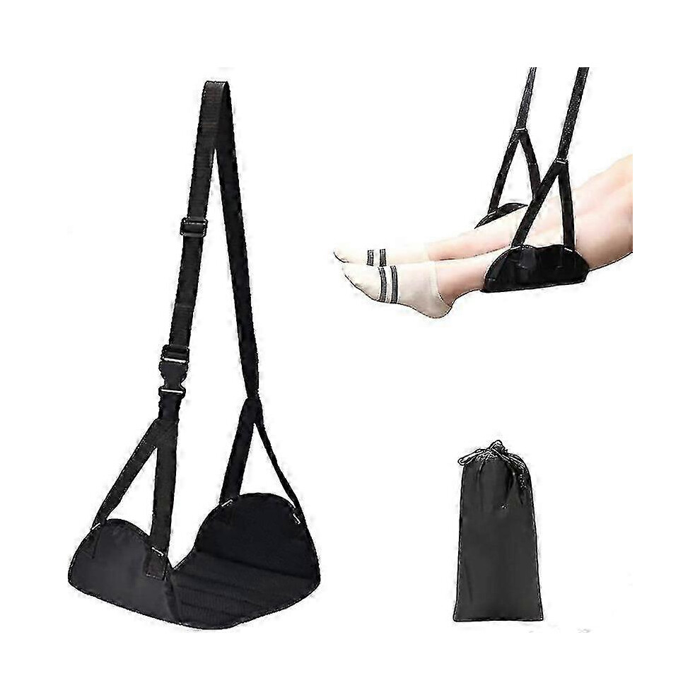 Portable airplane footrest, adjustable and detachable multifunctional hammock for long flights, to relax your feet and legs