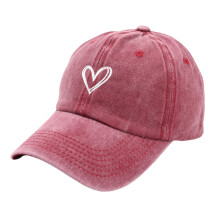 Distressed Baseball Hat for Girls Women Embroidery-Burgundy