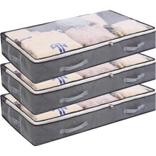 Boîtes de rangement pliables pour le rangement sous le lit, organisateurs en tissu non tissé respirant avec fenêtre transparente, gestion facile