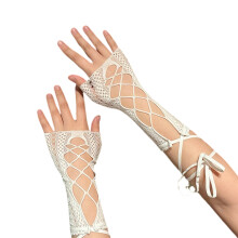 1pair Adjustable Long Arm Sleeves Women Hiphop Handsome-White