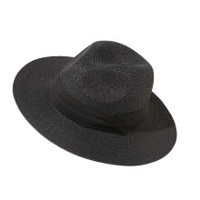 Chapeau de paille populaire, chapeau de protection solaire-Noir