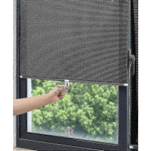 Suction cup roller blind (45 x 125 cm) - No drilling required - Portable sunshade for balcony windows - Privacy screen - Transparent stickers included