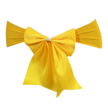 Polyester Chair Sash Bows Stretch Chair Cover Band for-Yellow