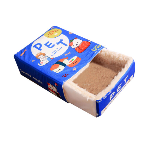 Pet Hideaway Soft Plush Hideaway for Home Camp Use-Blue L