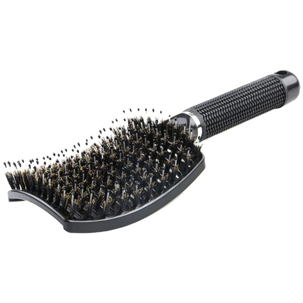 Boar Bristle Vent Hair Brush for Quick Blow Drying, AntiFrizz Detangling Paddle Brush for Wet and Dry Hair