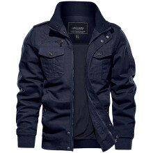 (Navy Blue, UK Size L, =US L ,CN L) Mens Training Atheletic Jacket Casual Cotton Bomber Coat Sturdy Cargo Jacket