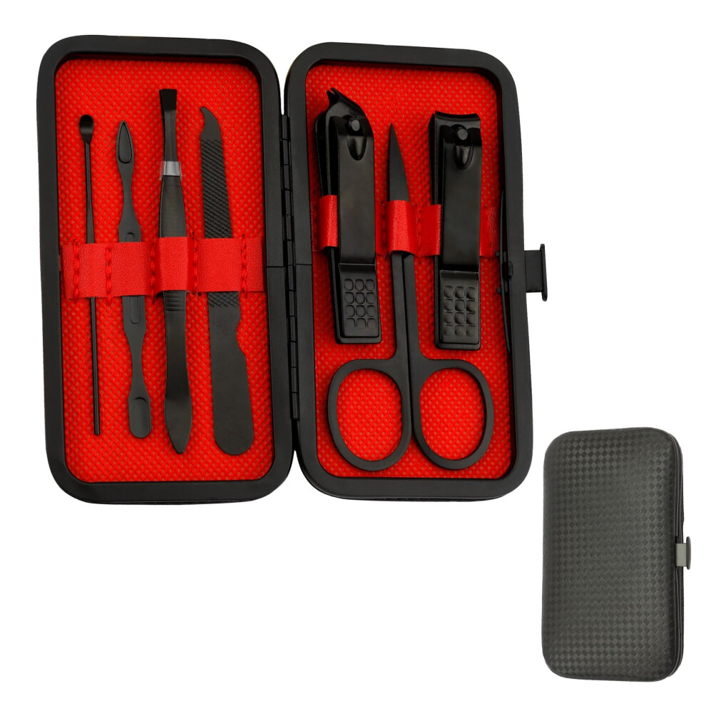 Men's Grooming Kit 8in1 Stainless Steel Manicure Set with Nail Clippers and Pedicure Tools for Travel