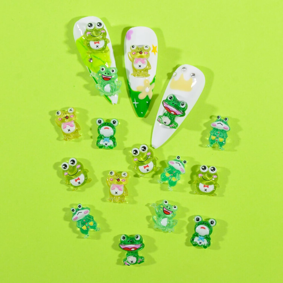 50PCS 3D Frog Nail Charms Multi Styles Cute Resin Decorations for Acrylic Nails DIY Crafts