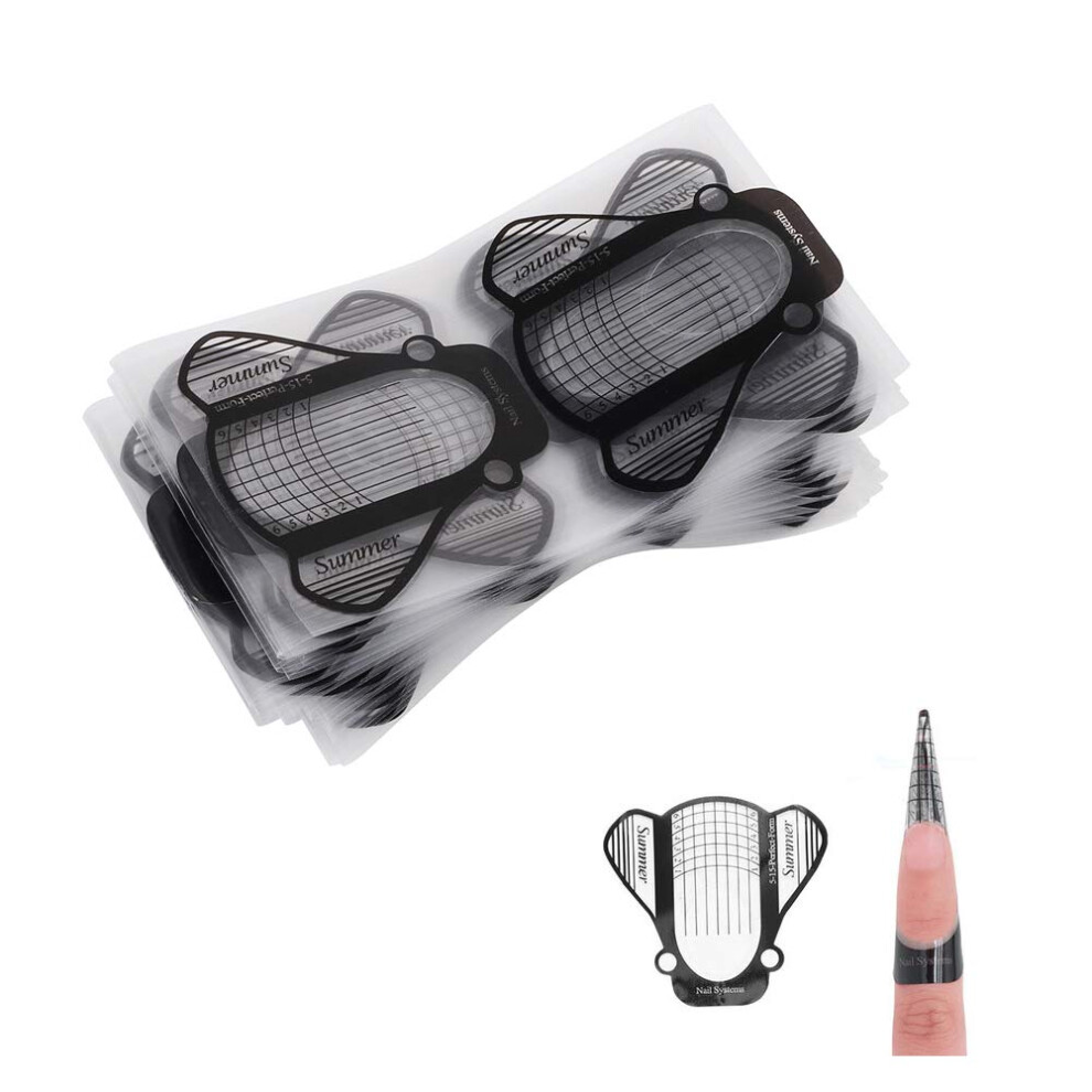 100pcs Nail Extension Forms Acrylic UV Gel Bee Design Sculpting French Tips Reusable Set