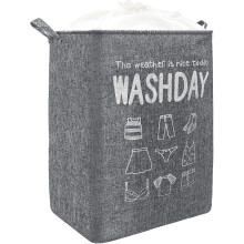 Solution de rangement pour le linge dans les petits espaces : panier à linge pliable avec poignées extensibles et design ergonomique, gris.