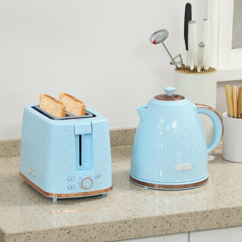 1.7L 3000W Fast Boil Kettle & 2-Slice Toaster Set Light Blue 1