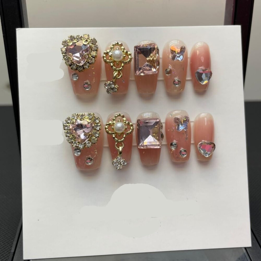 Luxury Nail Stickers Handmade Full Diamond Nail Art Wraps Easy Apply Phototherapy M Size 630
