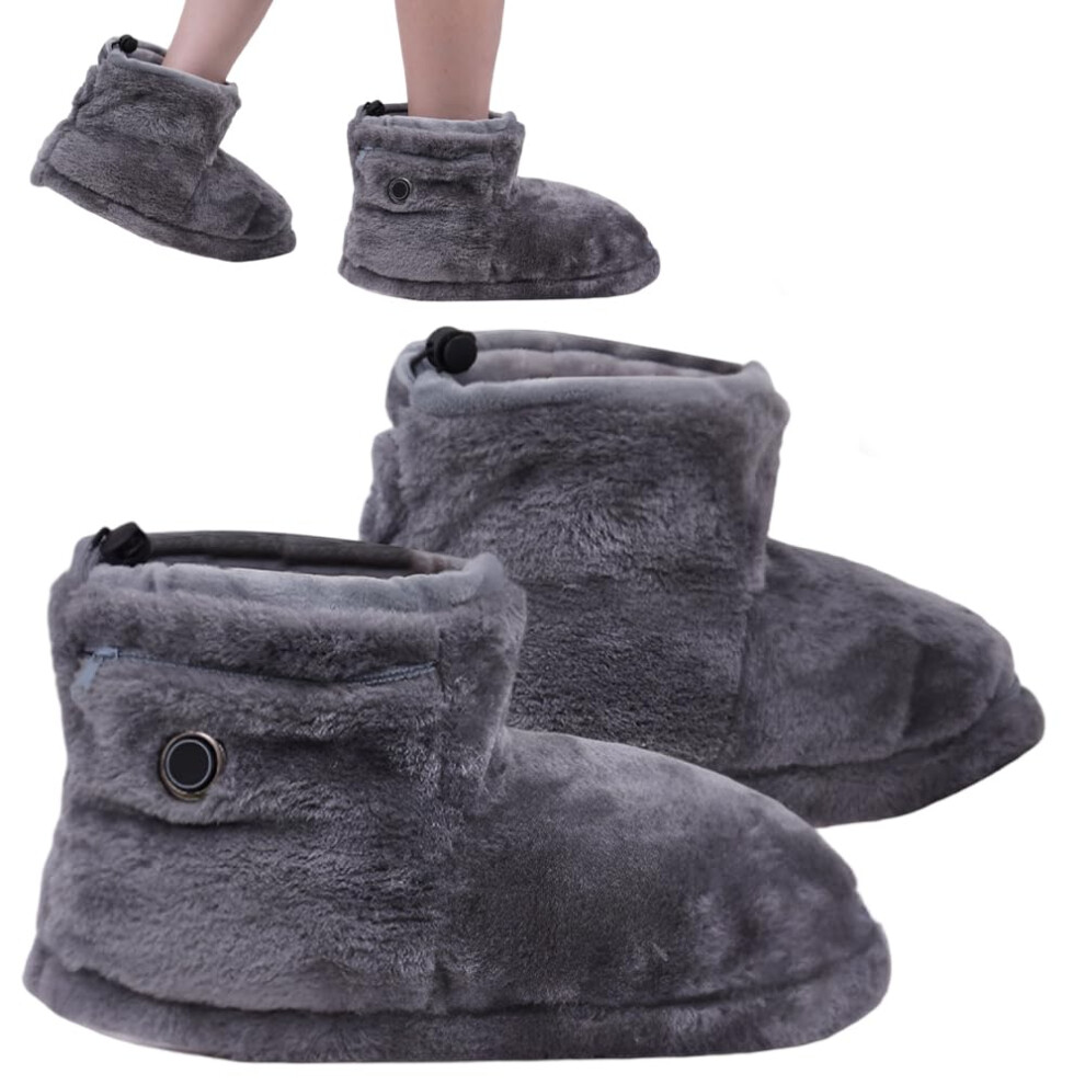 USB Heated Slippers for Women and Men, Adjustable Temp Electric Foot Warmers with Soft Flannel