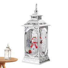 Christmas Snow House Night Light Vintage LED Snow Globe Lanterns Portable Silver Decoration