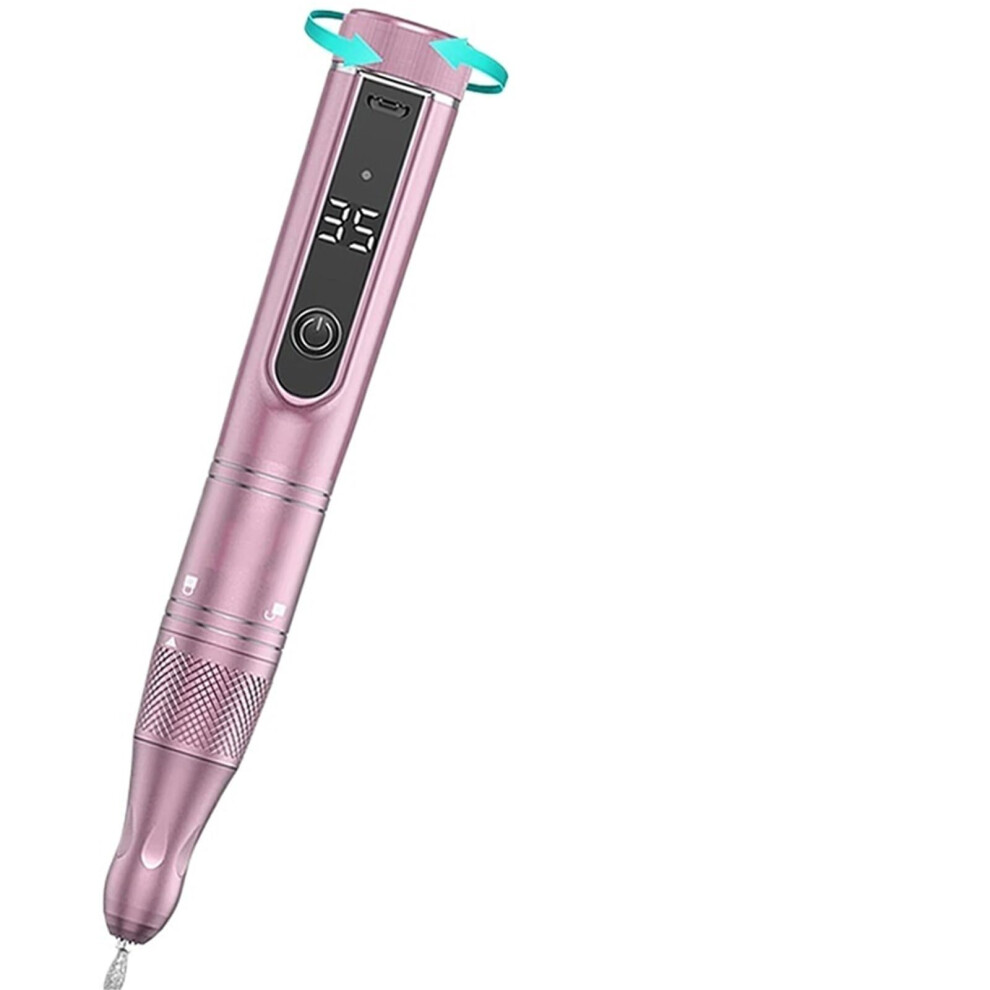 35000RPM Cordless Electric Nail Drill Rechargeable File for Acrylic and Gel Nails Pink Ref: 6281