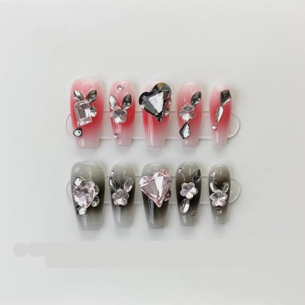 Luxury Full Diamond Nail Stickers Handmade Phototherapy Press On Nails LongLasting Gloss Finish S