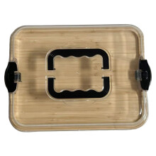 Wooden Charcuterie Board with Lockable Clear Lid for Cheese, Elegant Covered Serving Tray for Picnic