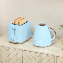 1.7L 3000W Fast Boil Kettle & 2-Slice Toaster Set Light Blue