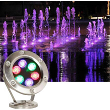 LED Ring Fountain Light RGB Remote 24V Underwater Pool Light IP68 Waterproof Pond Landscape Lights 12W Cool White Blue