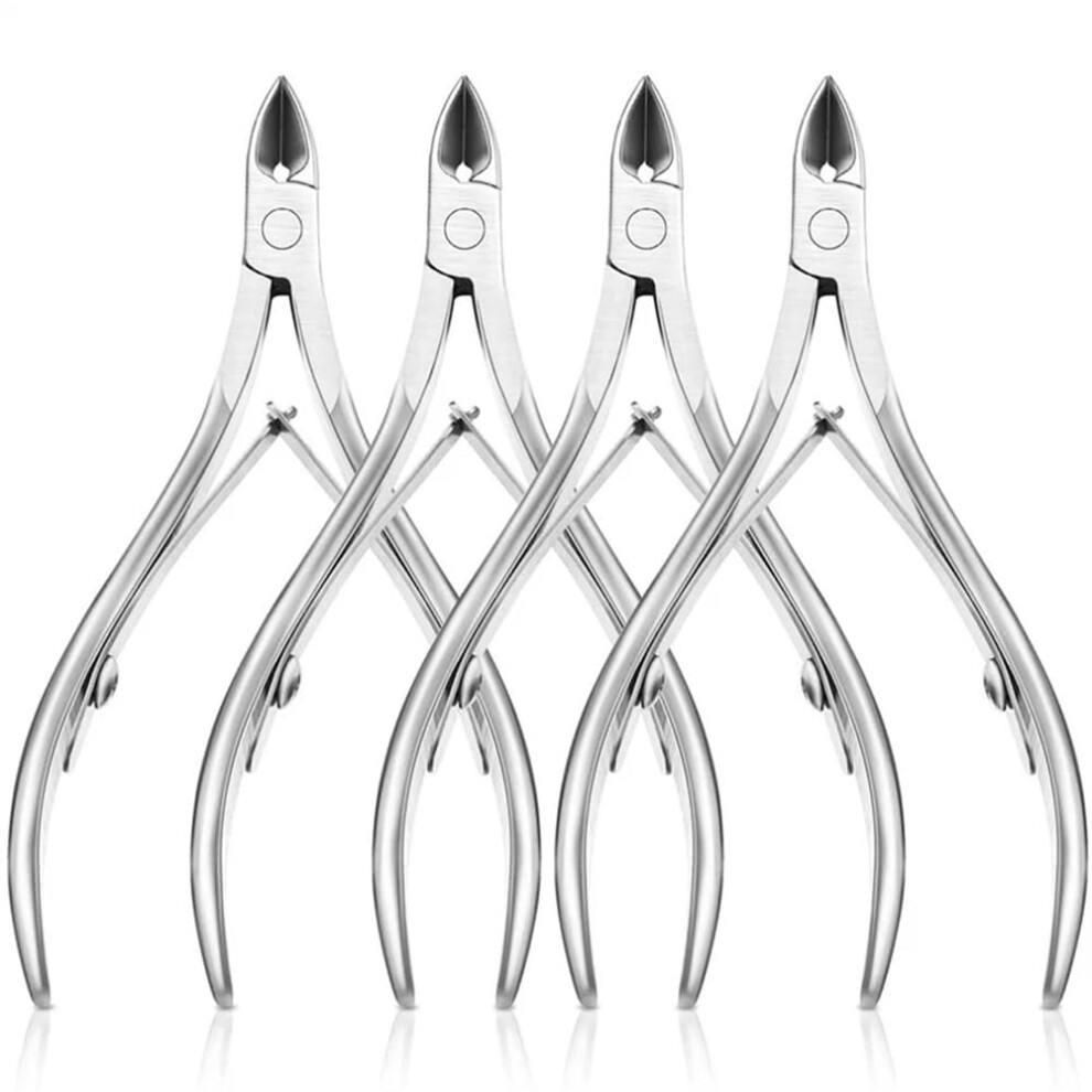 Professional Stainless Steel Nail Clipper Set with Cuticle Cutter, Pusher, Scissors, 4Piece Kit