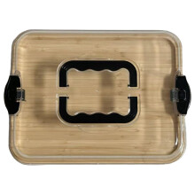 Charcuterie Board with Lockable Clear Lid Wooden Serving Tray for Picnic and Camping