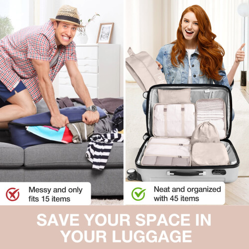 Organizer för resväska - Packkuber och påsar 7 st Beige 2