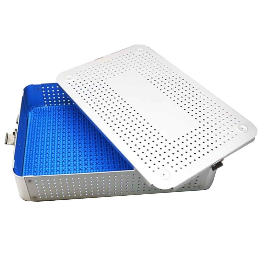 White Aluminum Sterilization Box With Silicone Mat And Latching Lid, 16.7 X 10.2 X 3.5, For Mobile Surgical Teams