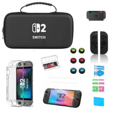 Switch 2 Aufbewahrungs-Set mit Schutzetui und Zubehör, mehrlagiger Schutz aus PU+EVA+ABS+Silikon, kompatibel mit Nintendo Switch 2