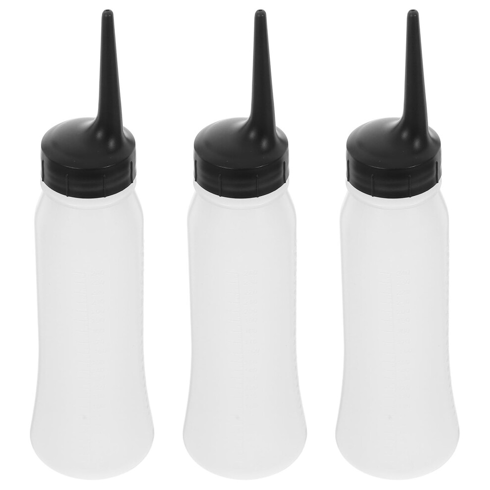 3pcs Reusable Hair Dye Applicator Bottles with Precision Fine Tip and Clear View for Salon and Home
