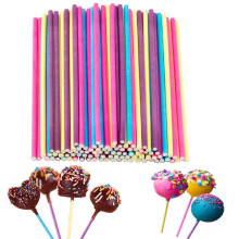 Lollipop Sticks Rainbow Colorful, 150Mm Length Food Grade Paper For Homemade Candy, Chocolate Decoration