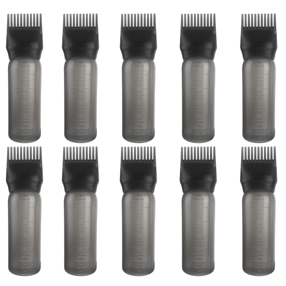 10 Pack Root Comb Hair Dye Applicator Bottle 6oz Hair Oil Applicator with Graduated Scale Black