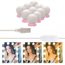 Soilse Vanity LED don Scáthán, Bolgáin In-mhéadaithe Stíl Hollywood le 10 Leibhéal Gile Inchoigeartaithe, Dearadh Cábla USB, 3 Mhód Dath,