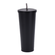 Doppelwandiger, vakuumisolierter Becher, breiter, wiederverwendbarer Strohhalm, auslaufsicherer Becher, perfekt für Eiskaffee und Smoothies