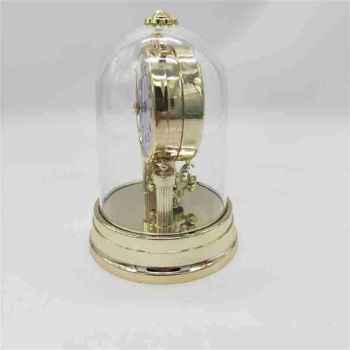 Retro Desk Clock Table Quiet Alarm Clock with Clear Lid-Gold 1