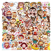 64 Stück Kinder Tiere Aufkleber, Affe Sticker, Vinyl Stickers mit Niedlichen Aquarellen Affe Motiven, Wasserfest, Lustige Affemuster, Lernende Tiere