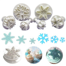 Snowflake Fondant Cutters, Baking Decorations With Spring Handle Design For Winter Themed Parties And Christmas