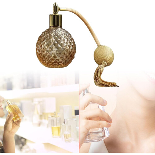 Refillable Perfume Bottle with Easy Refill Design, Leakproof Travel Size Atomizer Yellow Gray 2
