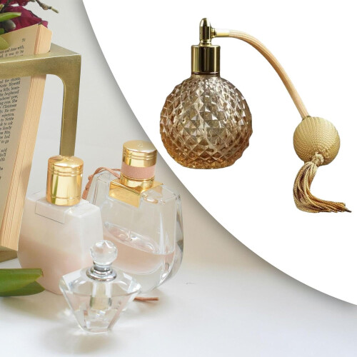 Refillable Perfume Bottle with Easy Refill Design, Leakproof Travel Size Atomizer Yellow Gray 1