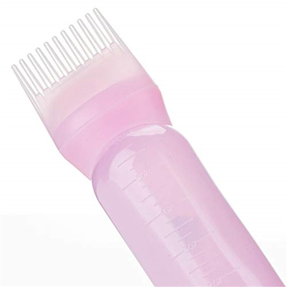 Unisex Pink Hair Dye Applicator Bottle With Comb And Scale For Mess Root Touch Up Coloring