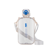 Flat Water Bottle with Triple Leakproof Seal, Slim BagFriendly Flask with Strap for Travel and School
