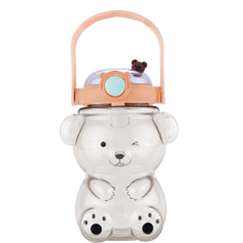 Kawaii Bären-Trinkflasche mit Strohhalm, perfekt für einen aktiven Lebensstil, großes Fassungsvermögen und leicht zu transportieren (sichere
