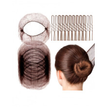 20 Pack Invisible Hair Nets and 40PCS U Shaped Bobby Pins for Secure Bun Styling Brown 50cm