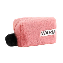 Pluche make-uptas voor vrouwen, esthetische cosmetische tas met rits, schattig reisetui voor toiletartikelen, opbergtas voor zachte make-upborstels,