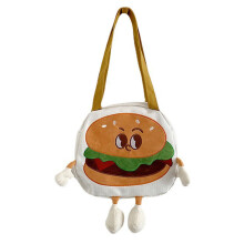 Bolsa de lona con forma de hamburguesa, bolsa de almuerzo de tela no tejida con correas de hombro ajustables, versátil para ir al trabajo, ocio y
