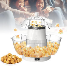 Popcorn Maker 70g OneButton Start NonStick Plate Stainless Steel Liner Easy Clean Home Use White