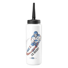 Hockey Water Bottle with Long Straw, LeakProof 1 Litre Sports Squeeze Bottle for Adults and Kids