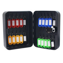 Key Cabinet 20 Key Lock Box Iron Sheet 19.8x7.8x15.8cm Black Storage Organizer for Home Hotel School Security